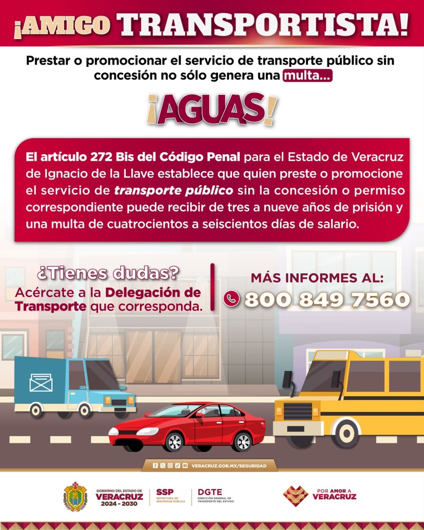 transportistas-sin-concesion-multas-veracruz Aviso de la SSP Veracruz sobre multas a transportistas sin concesión