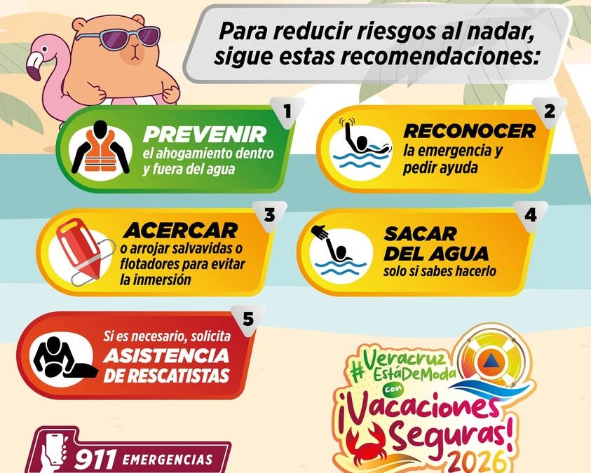 Vacaciones seguras en agua: consejos de Protección Civil de Veracruz