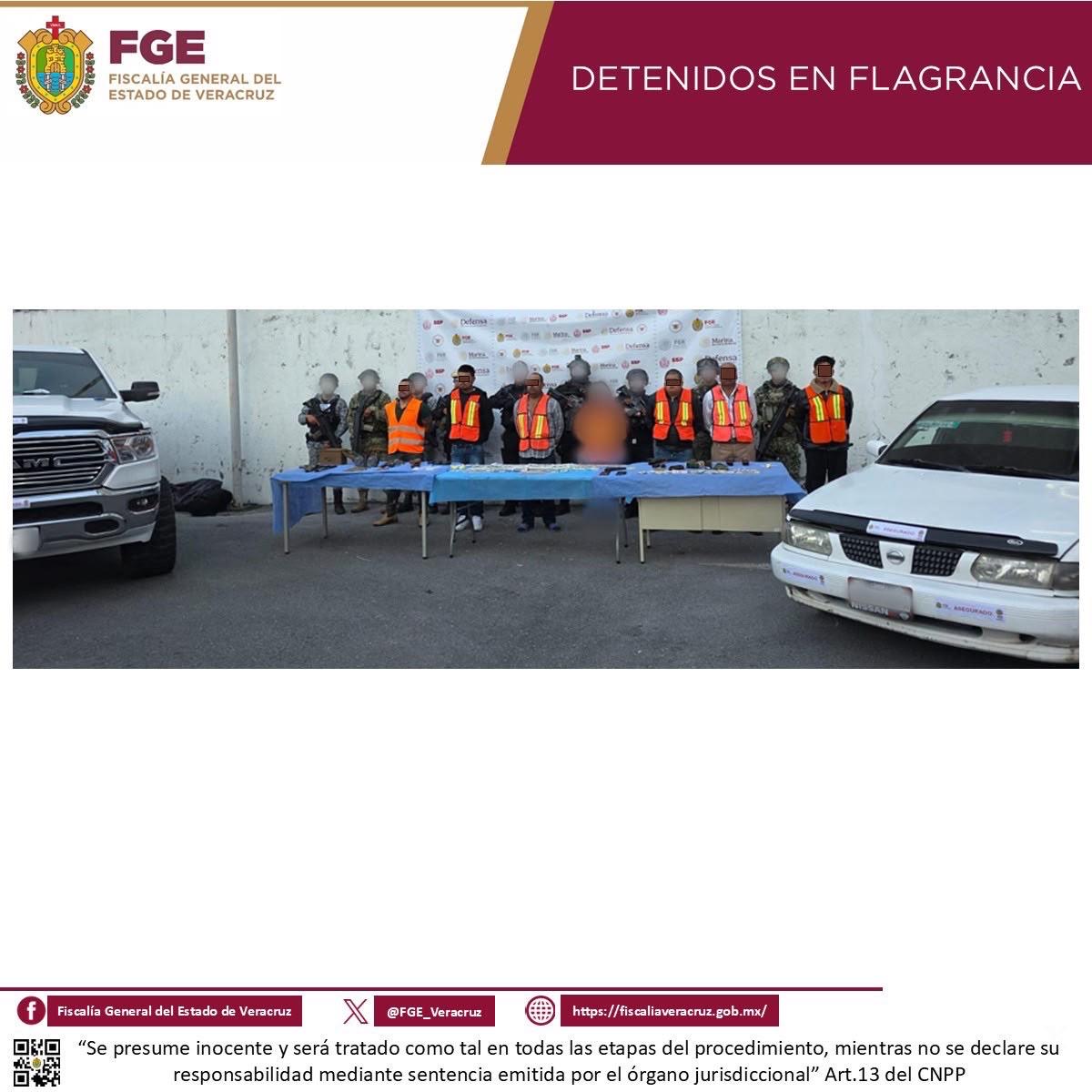 FGE detiene a 7 en La Perla y asegura armas y drogas