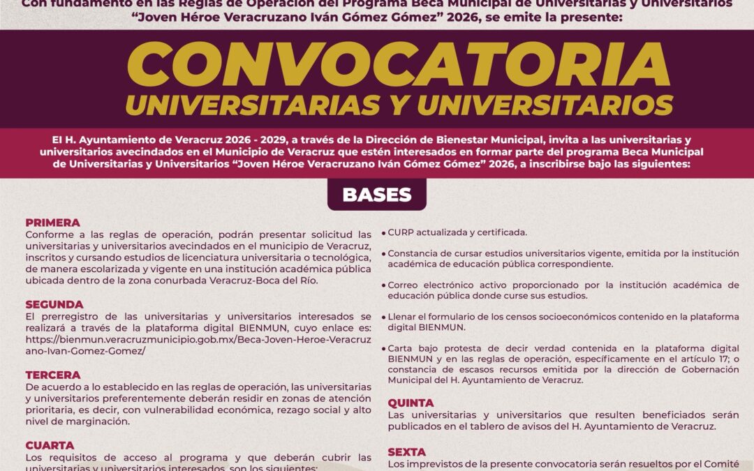 Beca Joven Héroe Veracruzano: prerregistro del 28 al 30 de septiembre