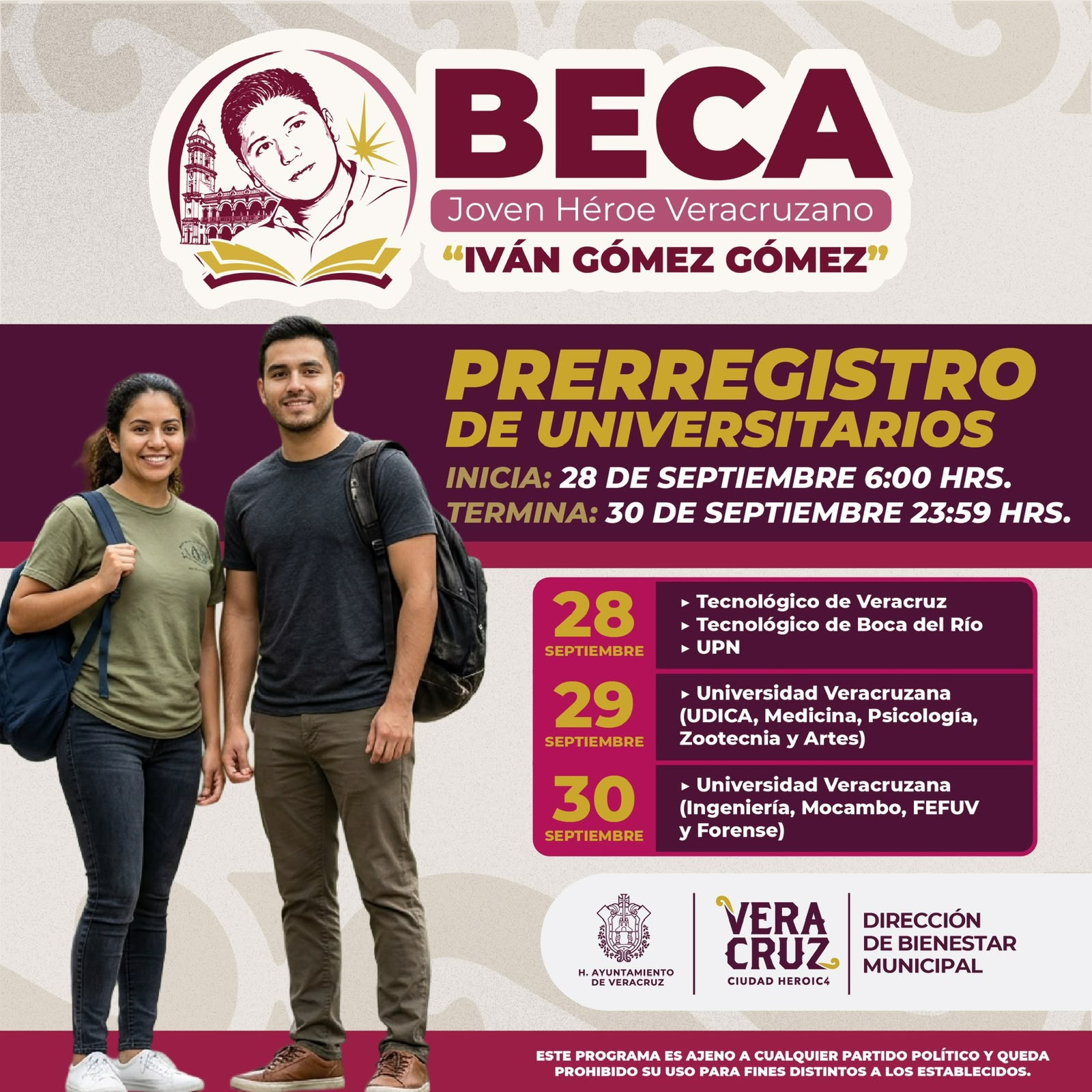 Beca Joven Héroe Veracruzano: prerregistro del 28 al 30 de septiembre