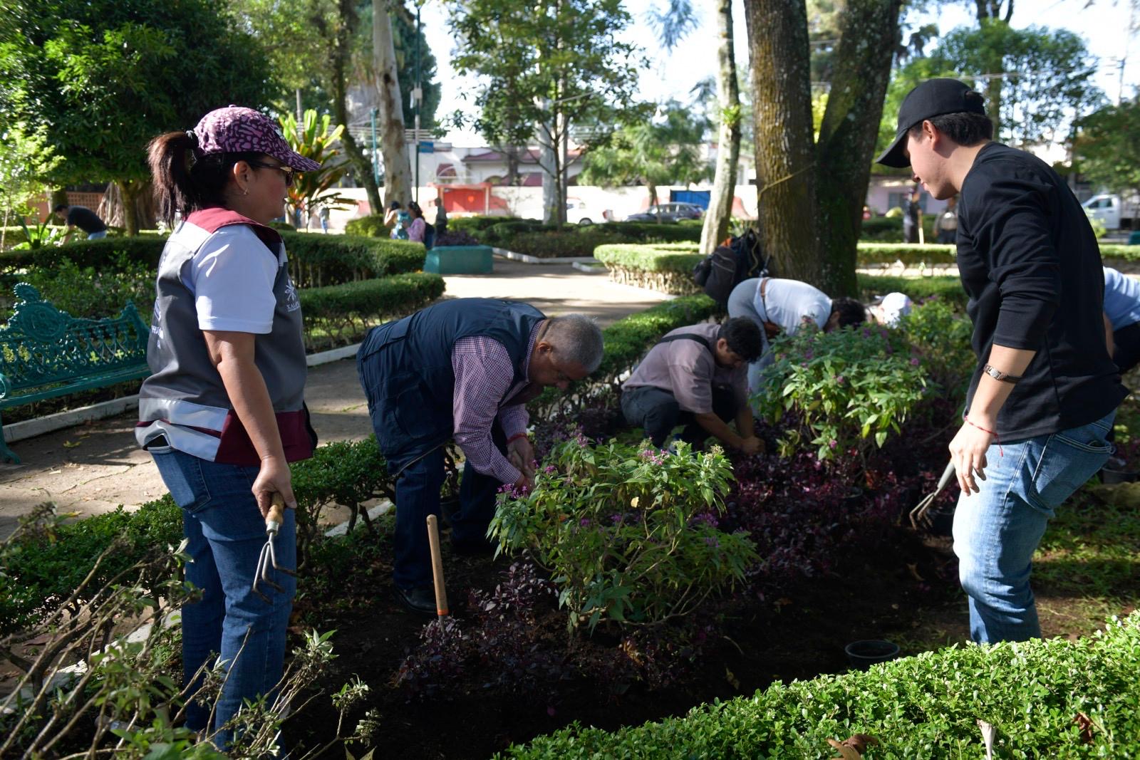 Alcaldesa Daniela Griego Ceballos durante el Tequio 21 en el parque María Enriqueta de Xalapa