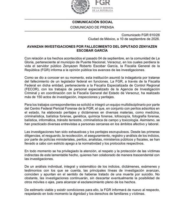 FGR: líneas de investigación apuntan a suicidio de Zenyazen Escobar