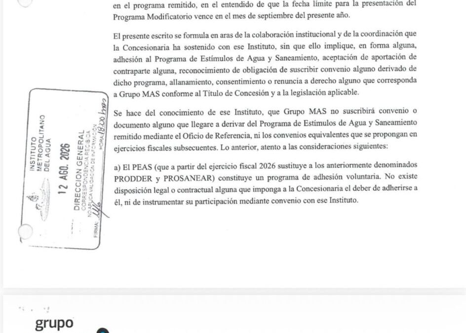 Grupo MAS rechaza 62.2 mdp para agua en Veracruz