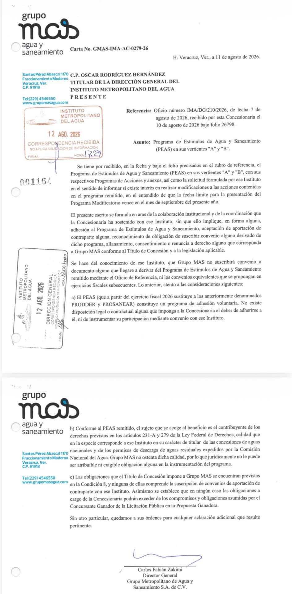 grupo-mas-rechaza-recursos-agua-veracruz Concesionaria Grupo MAS rechaza 62.2 millones de pesos del programa PEAS en Veracruz