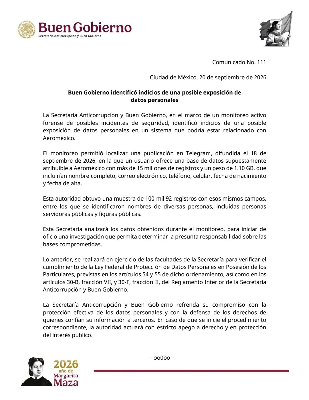 posible-exposicion-datos-personales-aeromexico Secretaría Anticorrupción y Buen Gobierno informó sobre posibles datos personales expuestos
