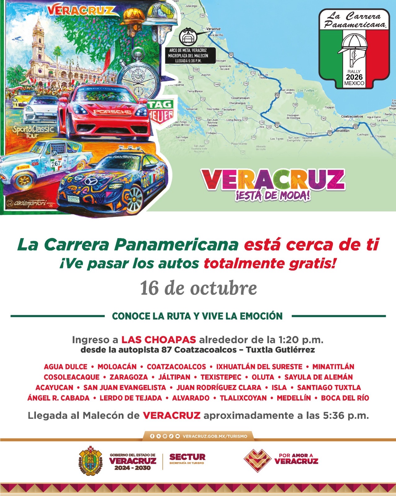 Carrera Panamericana 2026: Veracruz y Xalapa, puntos clave del recorrido