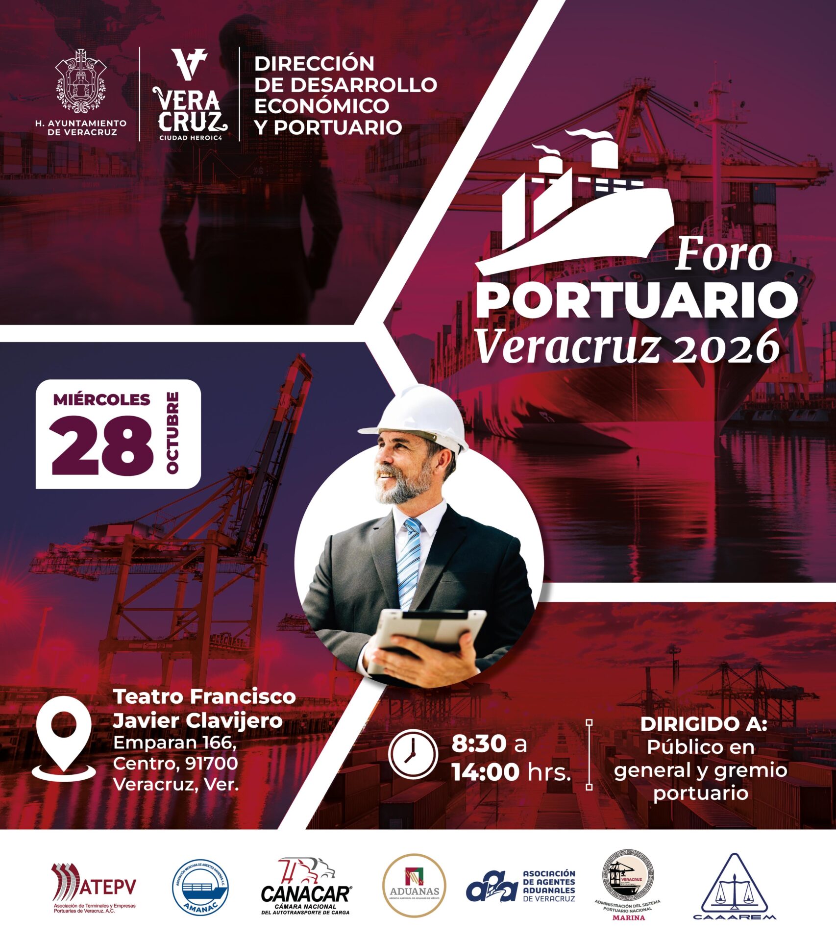 Alcaldesa Rosa María Hernández Espejo durante la presentación del Primer Foro Portuario Veracruz 2026