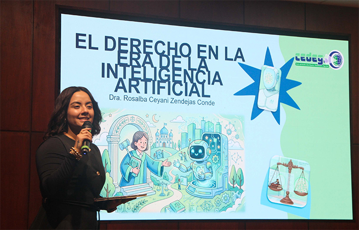 Rosalba Ceyani Zendejas Conde durante su ponencia sobre derecho e inteligencia artificial